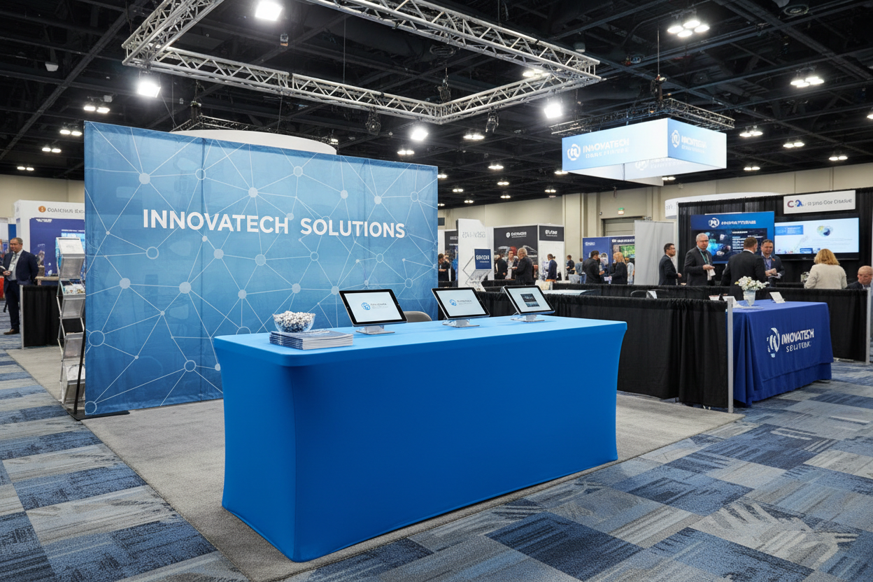 hazlo como los que se usan en los eventos corporativos como un booth en una convencion